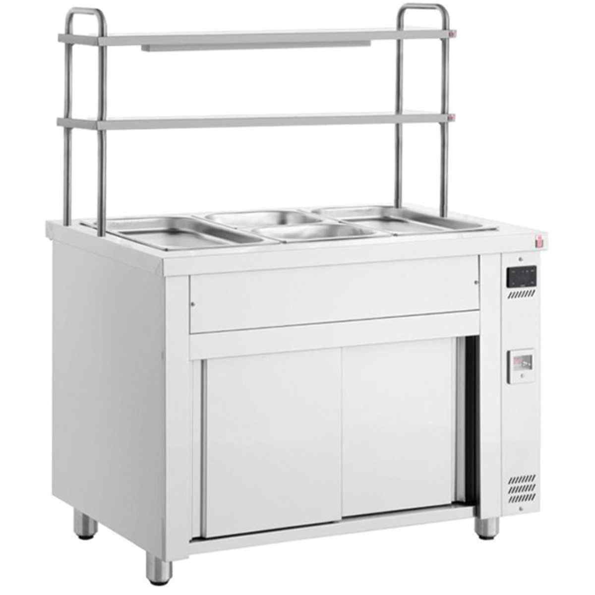 Inomak Wet Well Bain Marie With Ambient Cupboard & Double Gantry 1100mm–1800mm – versatile serving and display for British catering operations