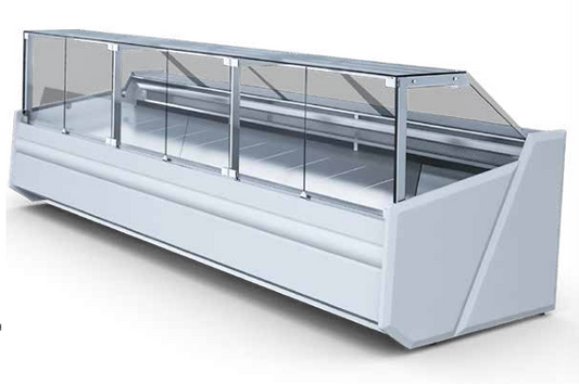 Samos Igloo deep meat serve over counter for UK butchers and supermarkets — ideal for displaying fresh meat and deli products.