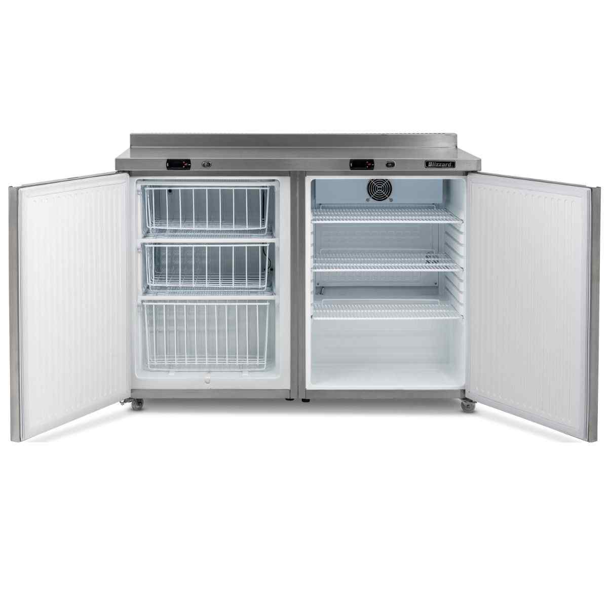Blizzard Double Hinged Door Freezer/Fridge Workstation (UCFR280) – stainless steel prep counter for UK commercial kitchens