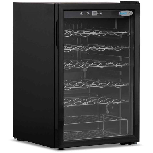 Koldbox Single Hinged Glass Door Under Counter Wine Cooler (WC125) – elegant bar fridge for UK restaurants and wine service areas